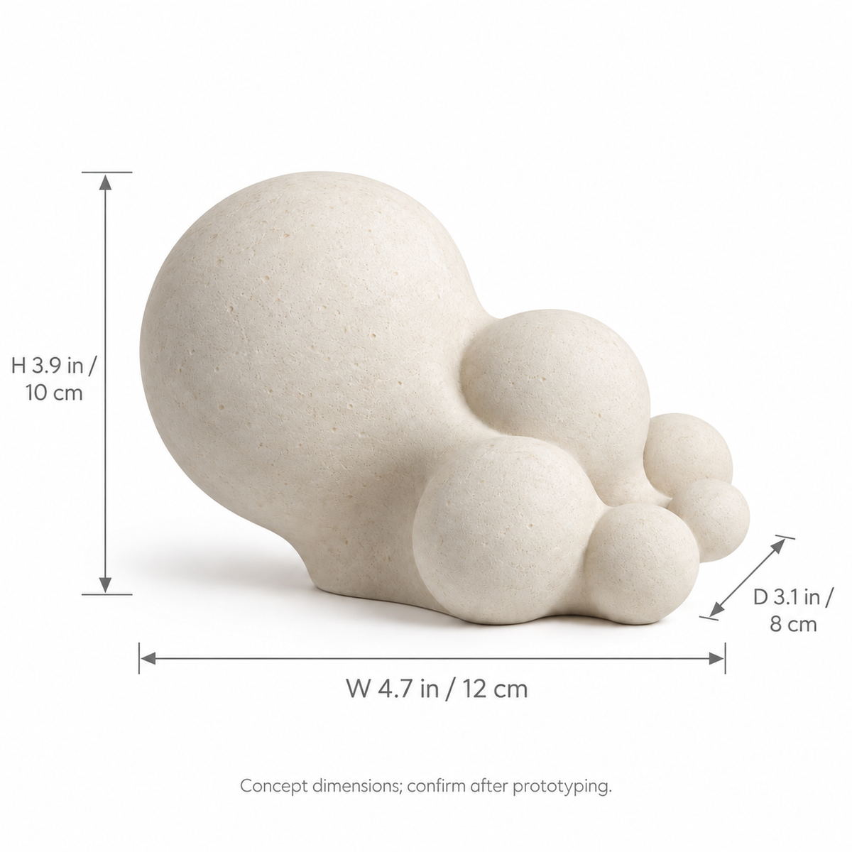 Growth tabletop sculpture in Warm Ivory: size view