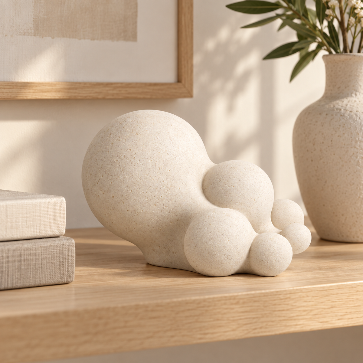 Growth tabletop sculpture in Warm Ivory: shelf view