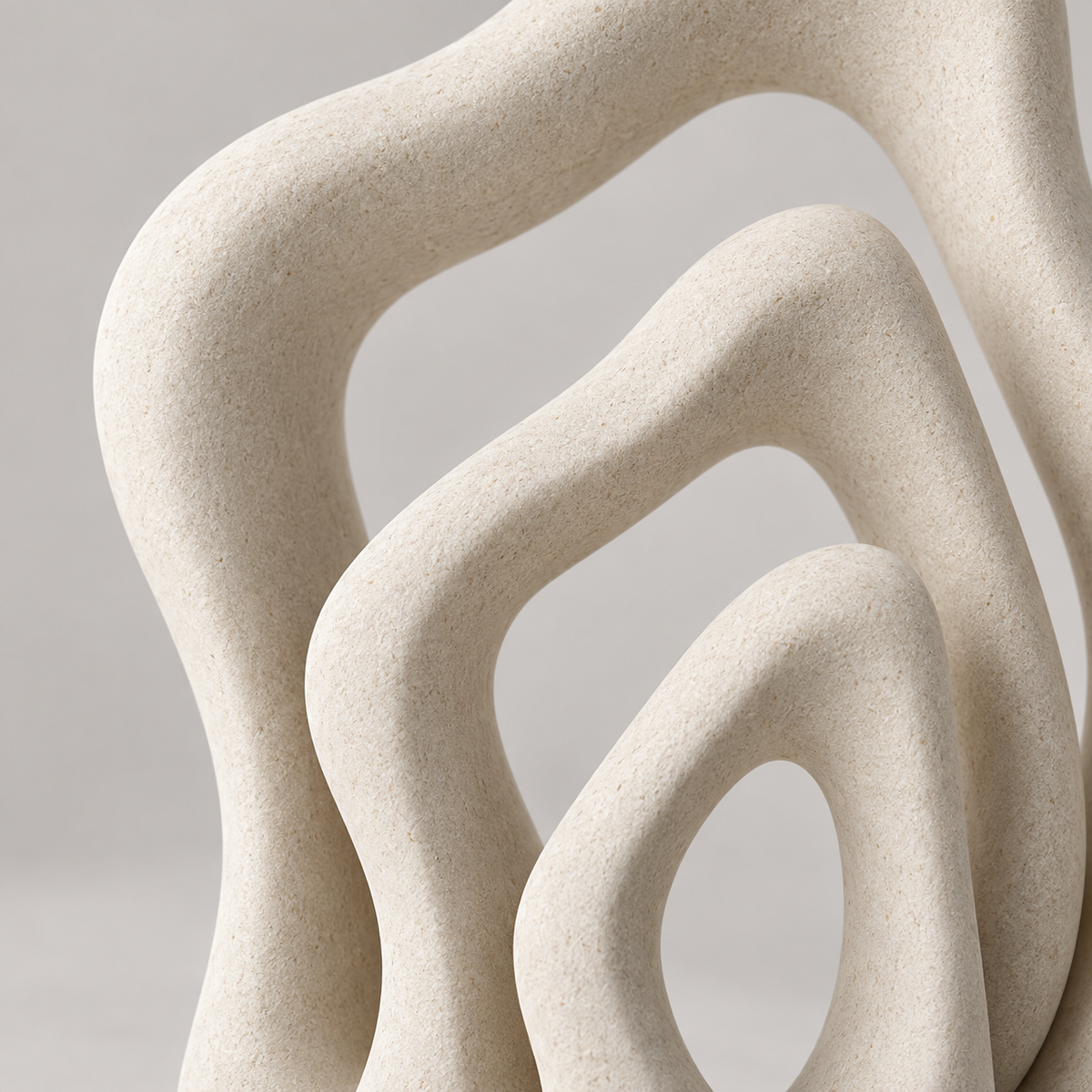 Membrane tabletop sculpture in Warm Ivory: detail view