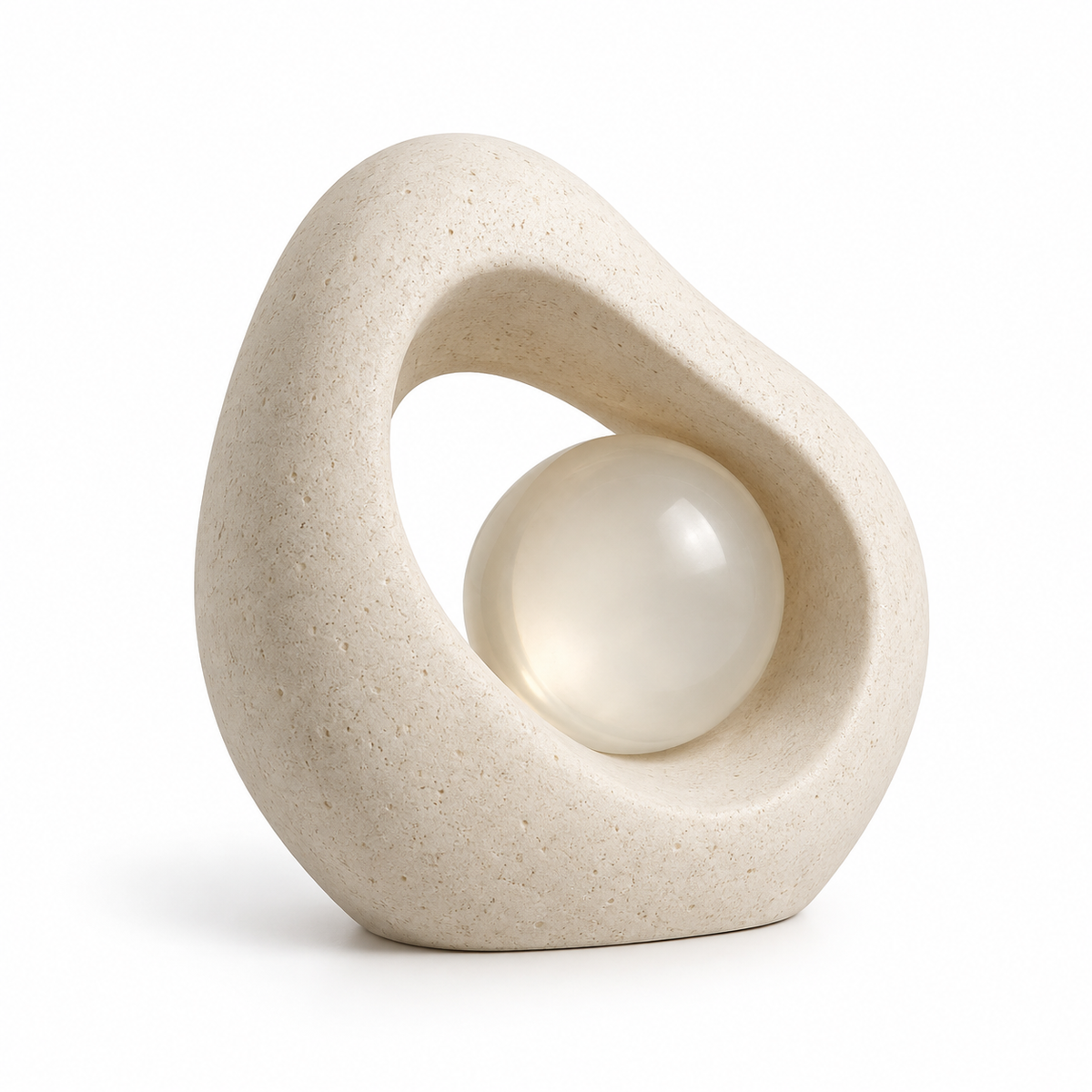 Nucleus tabletop sculpture in Warm Ivory: white view