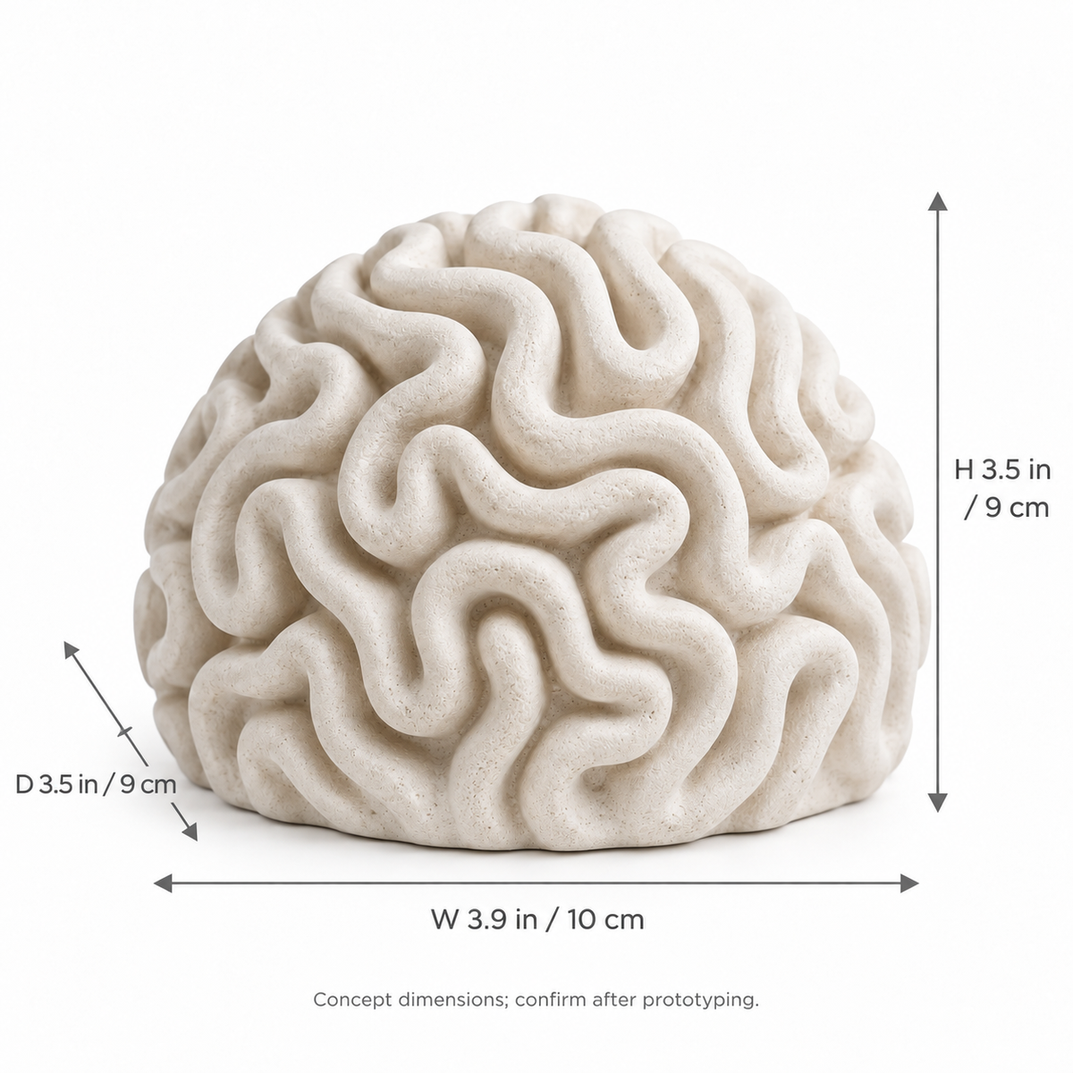 Reef Maze tabletop sculpture in Sand White: size view