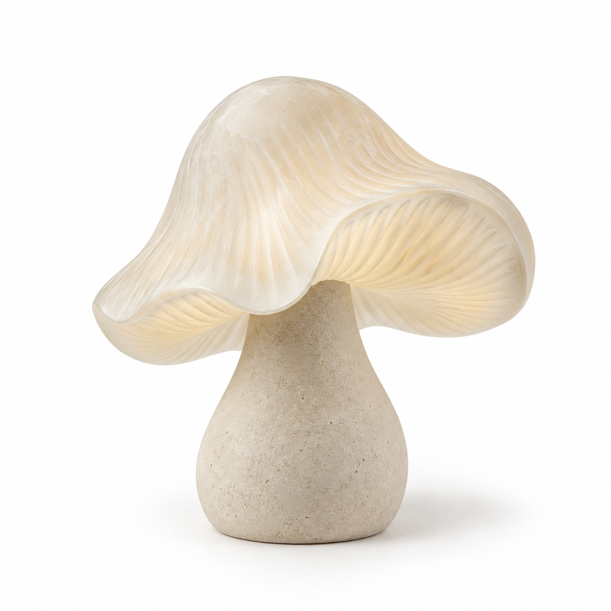 Glowcap tabletop sculpture in Warm Cream: white view