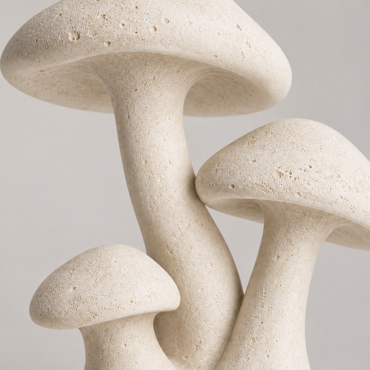 Trio tabletop sculpture in Warm Cream: detail view