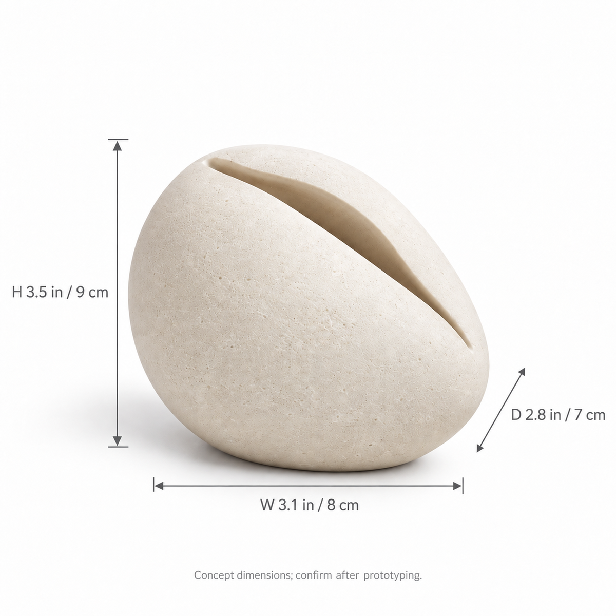 Dormant tabletop sculpture in Warm Ivory: size view