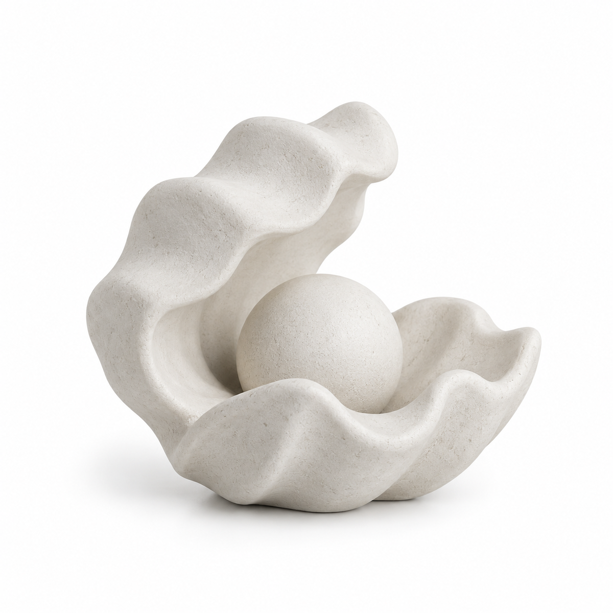 Pearl Niche tabletop sculpture in Shell White: white view