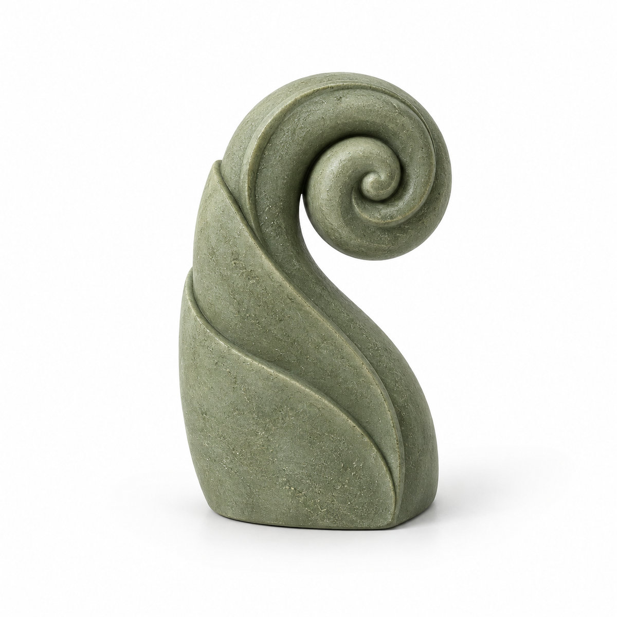 Unfurl tabletop sculpture in Muted Sage Green: white view