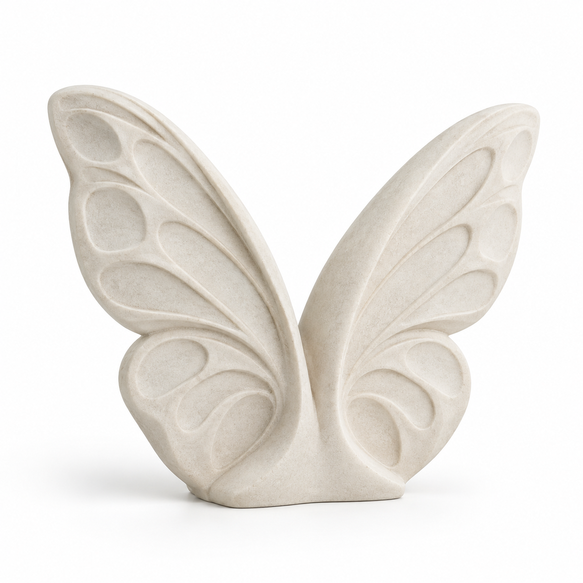 Open Wings tabletop sculpture in Matte Ivory: white view
