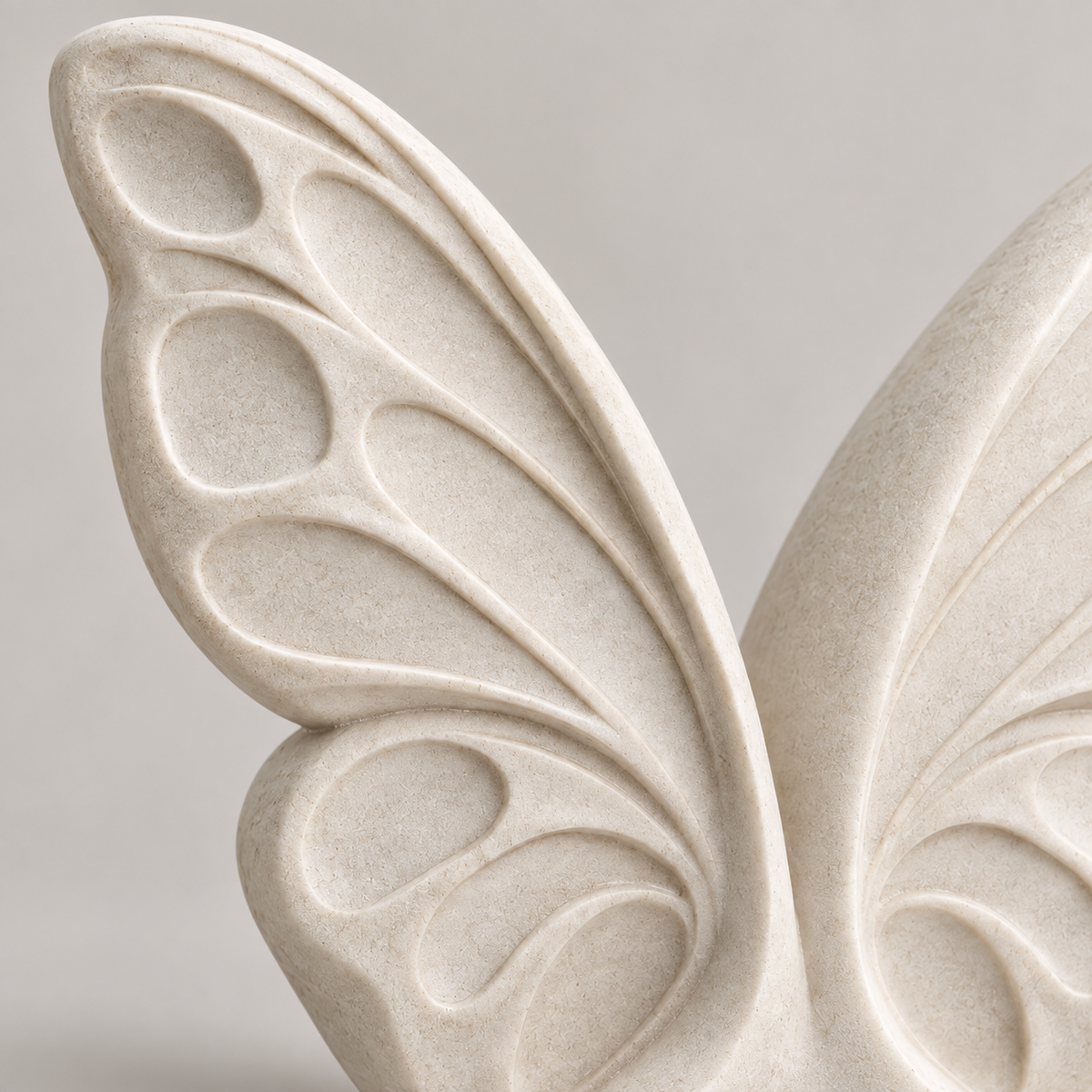 Open Wings tabletop sculpture in Matte Ivory: detail view