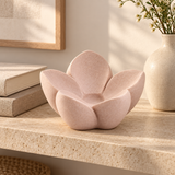 First Bloom tabletop sculpture in Soft Blush: shelf view