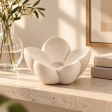 First Bloom tabletop sculpture in Warm Ivory: shelf view