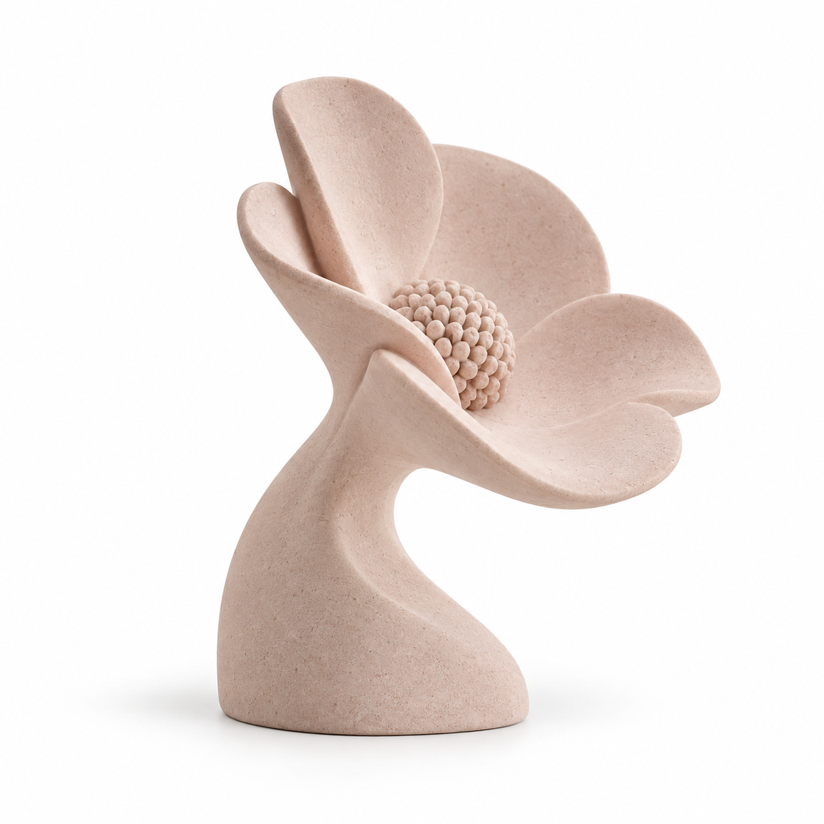 Sunward tabletop sculpture in Soft Blush: white view