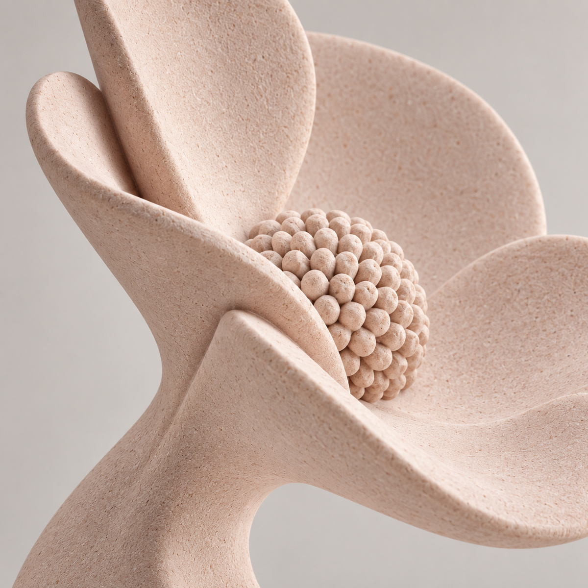 Sunward tabletop sculpture in Soft Blush: detail view