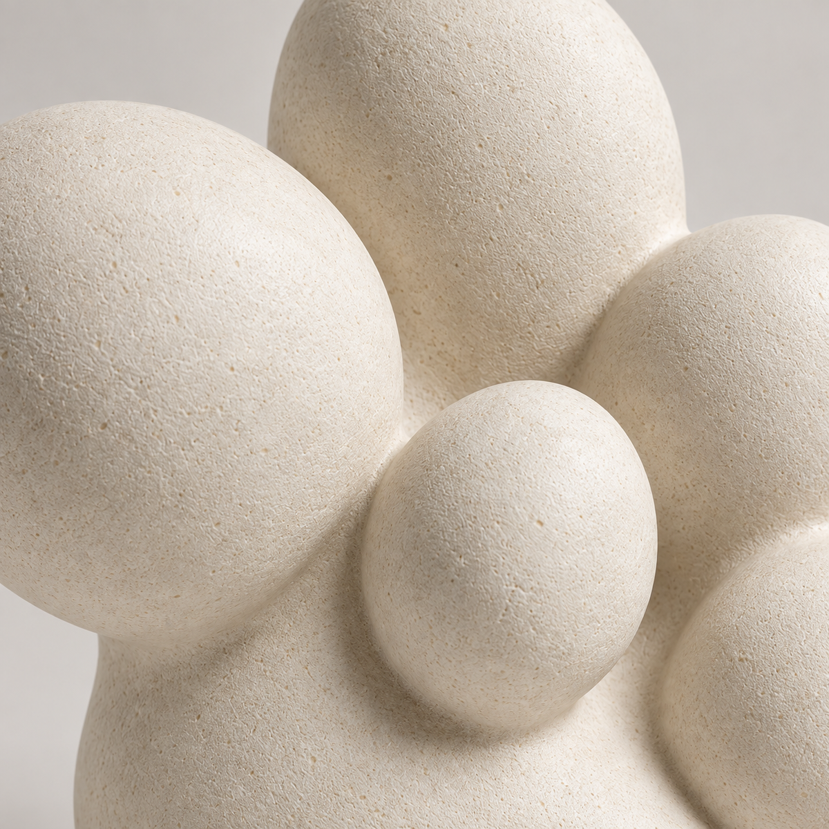 Cluster tabletop sculpture in Warm Ivory: detail view