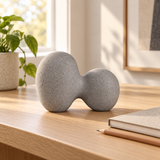 Division tabletop sculpture in Smoke Gray: desk view