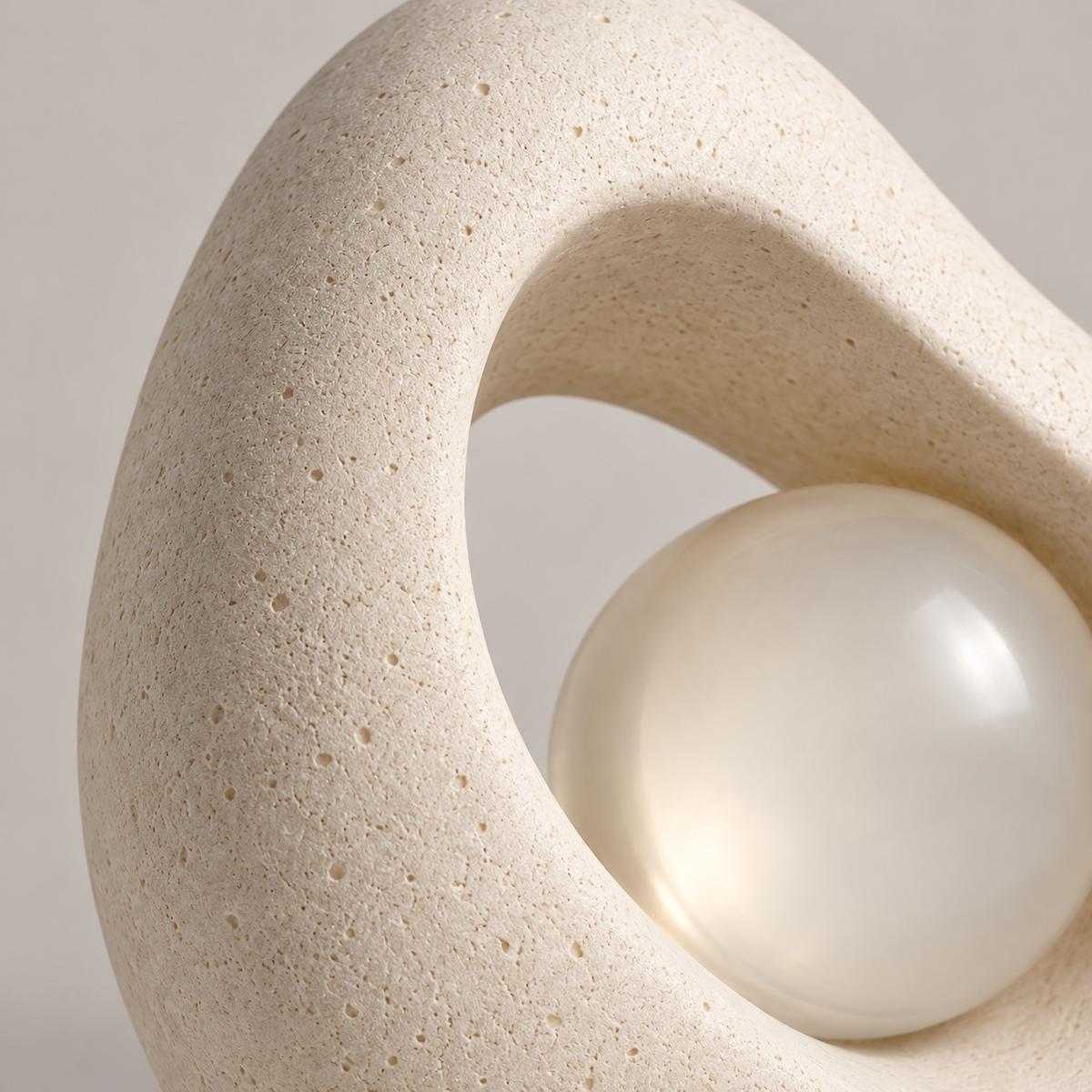 Nucleus tabletop sculpture in Warm Ivory: detail view