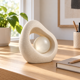 Nucleus tabletop sculpture in Warm Ivory: desk view