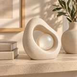 Nucleus tabletop sculpture in Warm Ivory: shelf view