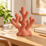 Branching Sea tabletop sculpture in Coral Clay: desk view
