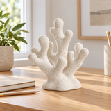Branching Sea tabletop sculpture in Sand White: desk view