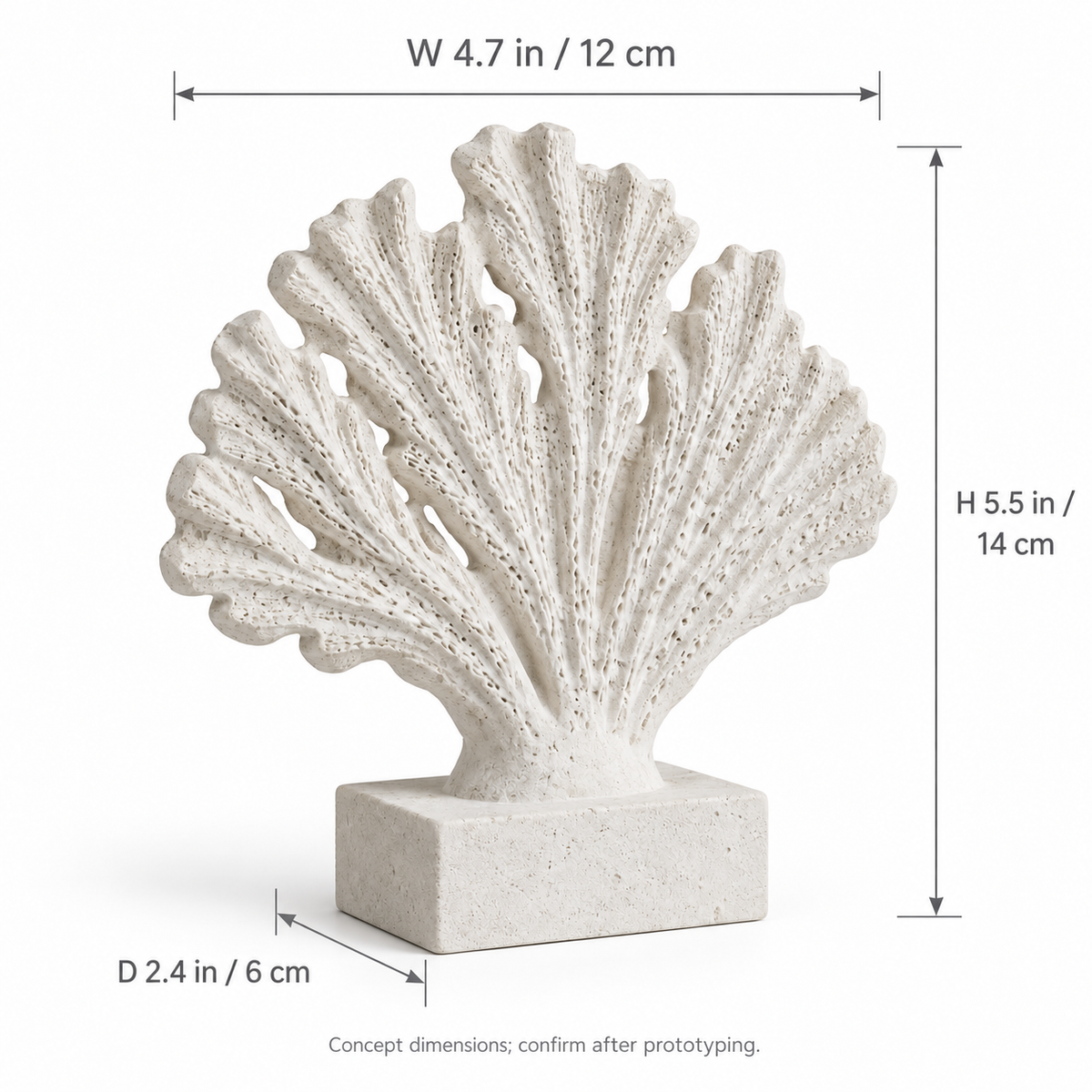 Sea Fan tabletop sculpture in Sand White: size view