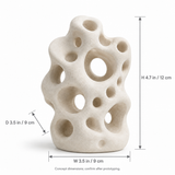 Tide Pores tabletop sculpture in Sand White: size view
