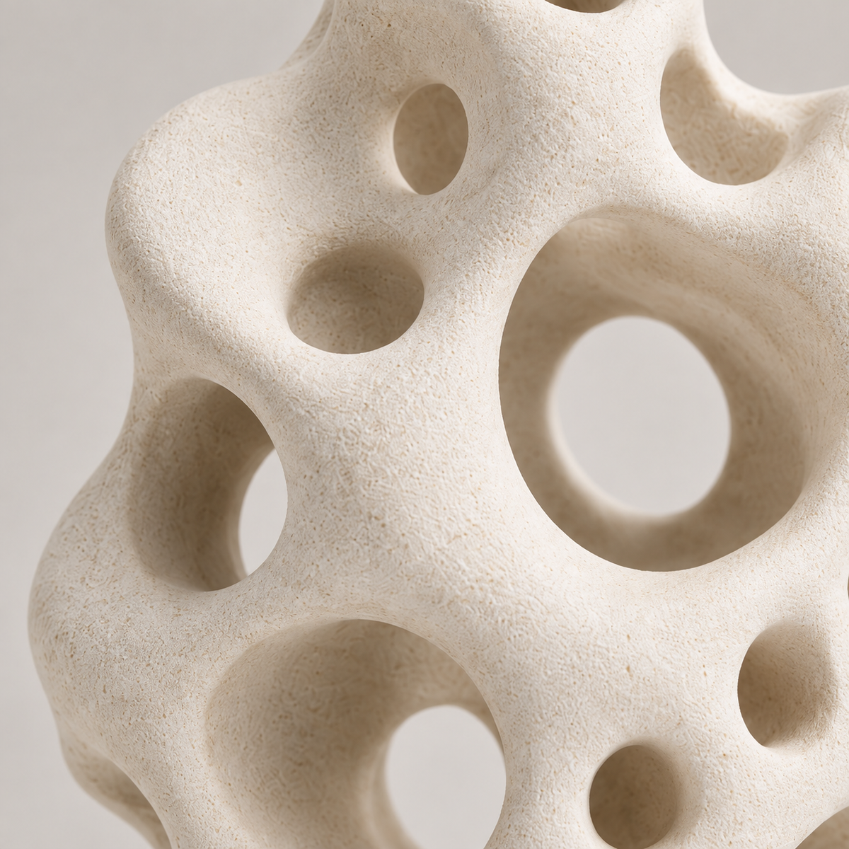 Tide Pores tabletop sculpture in Sand White: detail view