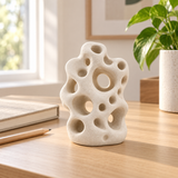 Tide Pores tabletop sculpture in Sand White: desk view