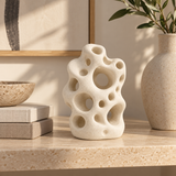 Tide Pores tabletop sculpture in Sand White: shelf view