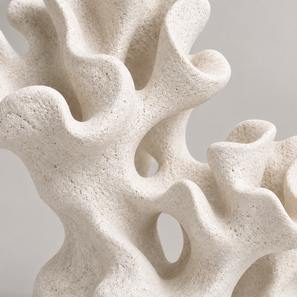 Twin Reef tabletop sculpture in Sand White: detail view