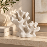 Twin Reef tabletop sculpture in Sand White: shelf view