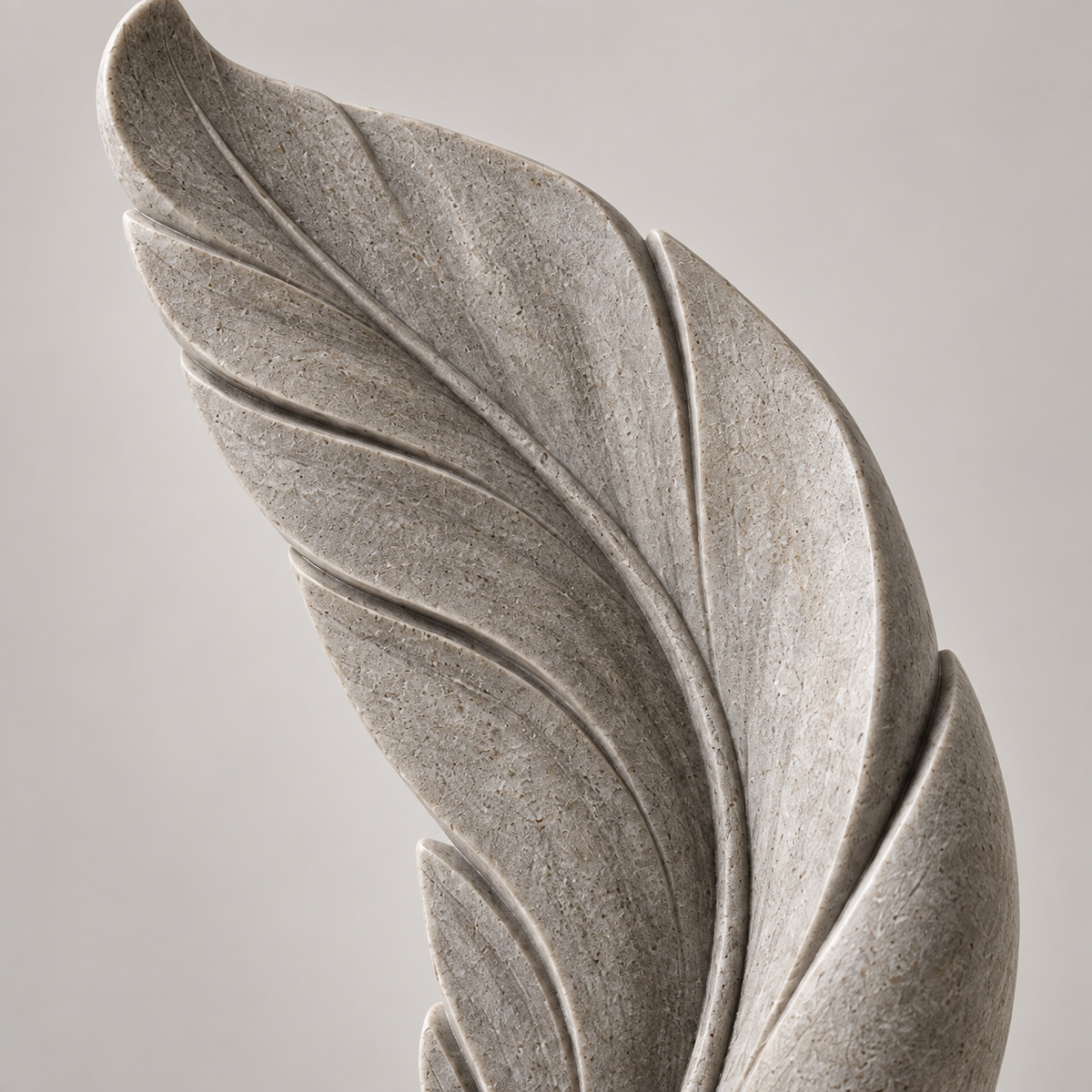 Feather Trace tabletop sculpture in Stone Gray: detail view