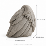 Resting Wing tabletop sculpture in Stone Gray: size view