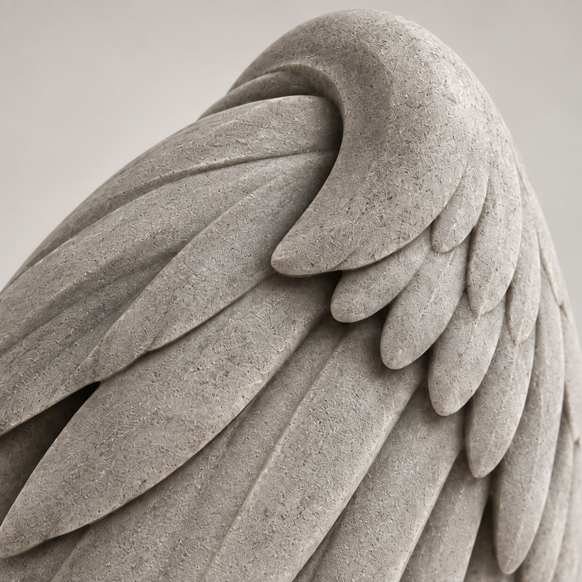 Resting Wing tabletop sculpture in Stone Gray: detail view
