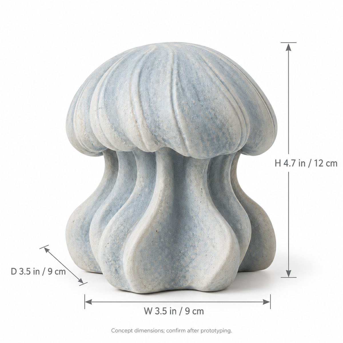 Deep Bell tabletop sculpture in Mist Blue And Ivory: size view