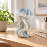 Drifting Light tabletop sculpture in Mist Blue And Ivory: desk view