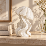 Drifting Light tabletop sculpture in Pearl White: shelf view