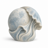 Moon Current tabletop sculpture in Mist Blue And Ivory: white view
