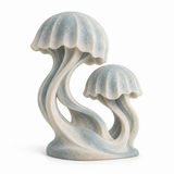 Paired Drift tabletop sculpture in Mist Blue And Ivory: white view