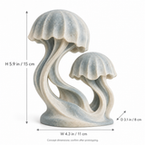 Paired Drift tabletop sculpture in Mist Blue And Ivory: size view
