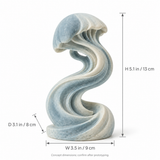 Tidal Spiral tabletop sculpture in Mist Blue And Ivory: size view