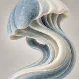 Tidal Spiral tabletop sculpture in Mist Blue And Ivory: detail view