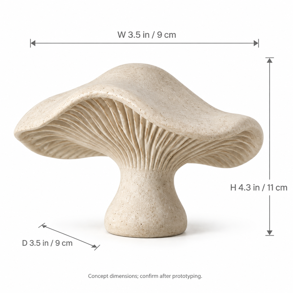 Canopy tabletop sculpture in Warm Cream: size view
