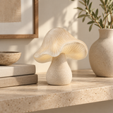 Glowcap tabletop sculpture in Warm Cream: shelf view