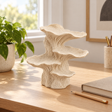 Shelf tabletop sculpture in Warm Cream: desk view