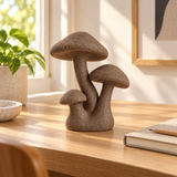 Trio tabletop sculpture in Walnut Brown: desk view