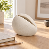 Dormant tabletop sculpture in Warm Ivory: desk view