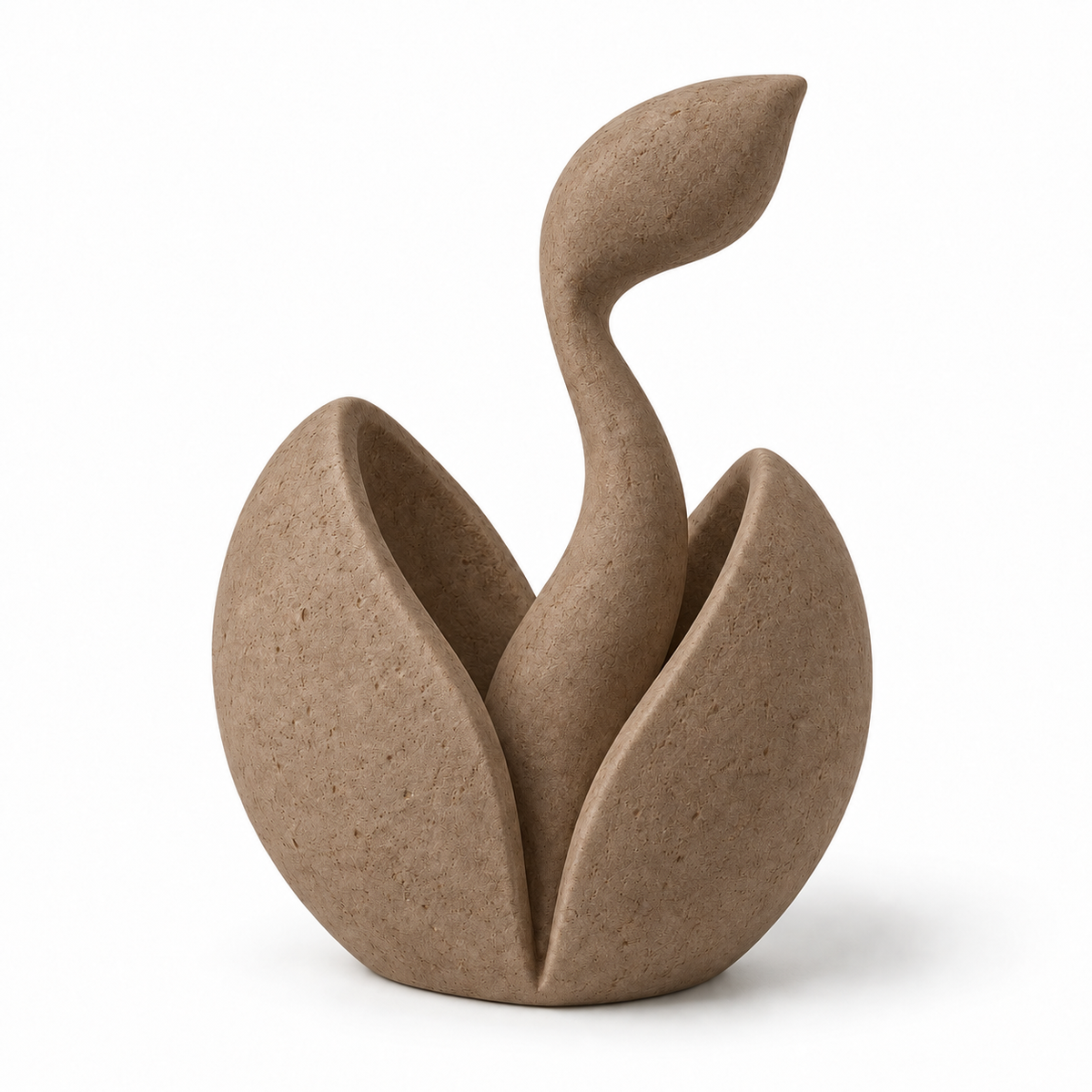 First Sprout tabletop sculpture in Earth Clay: white view