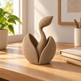First Sprout tabletop sculpture in Earth Clay: desk view
