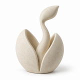 First Sprout tabletop sculpture in Warm Ivory: white view