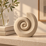 Spiral Shell tabletop sculpture in Sand: shelf view
